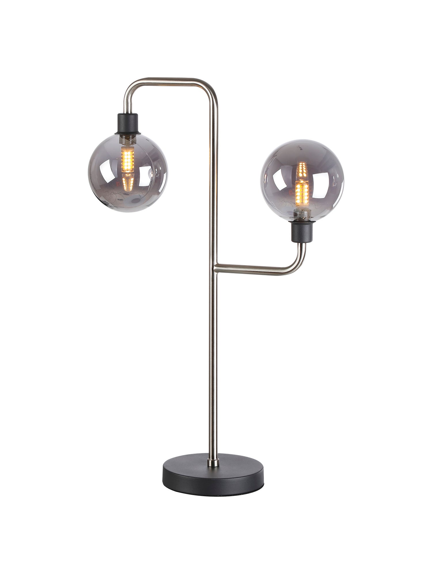 Gayle Table Lamp, 2 Light G9, Graphite / Satin Nickel / Smoke Glass