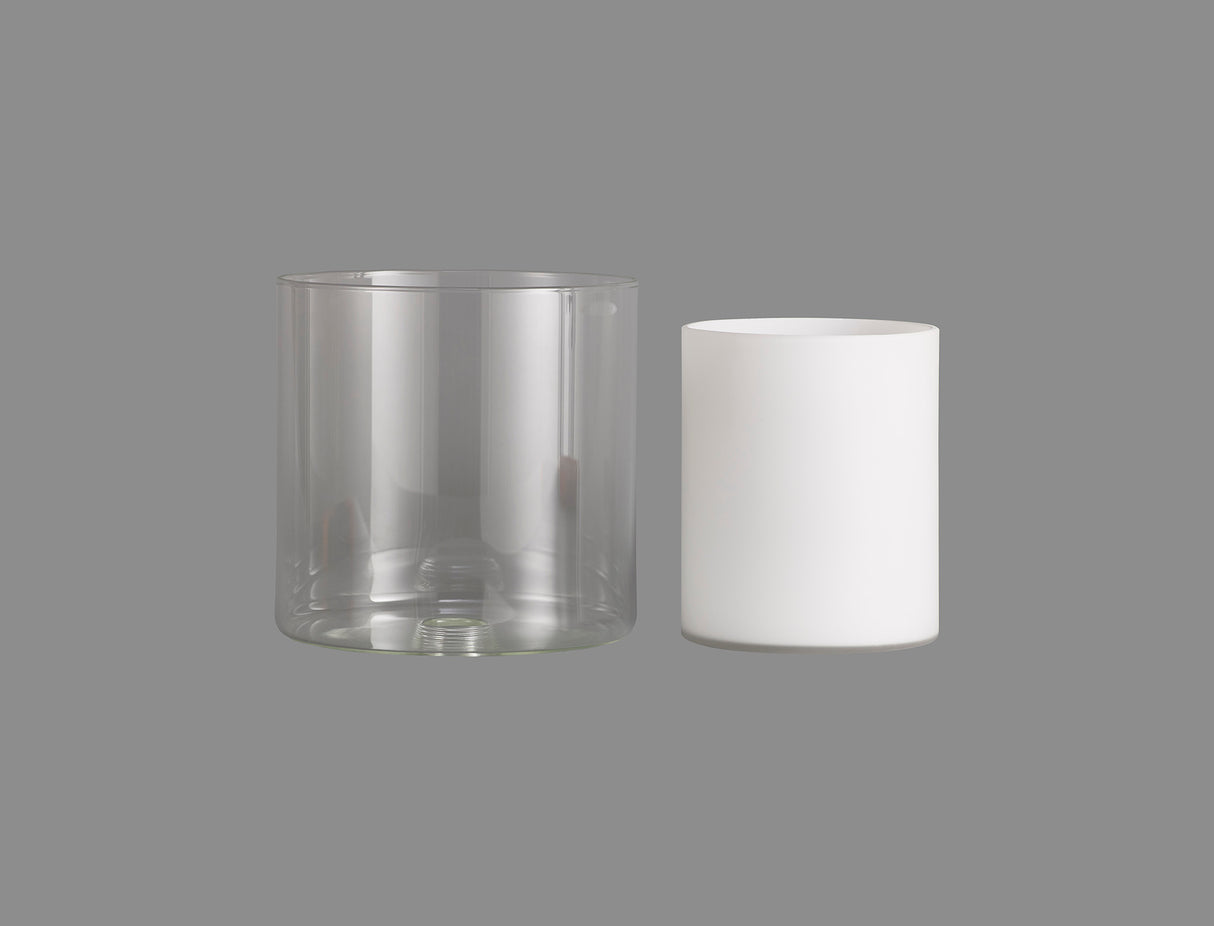 Lathen 140x140mm Medium Cylinder Clear Outer And Opal Inner (H) Glass Shade