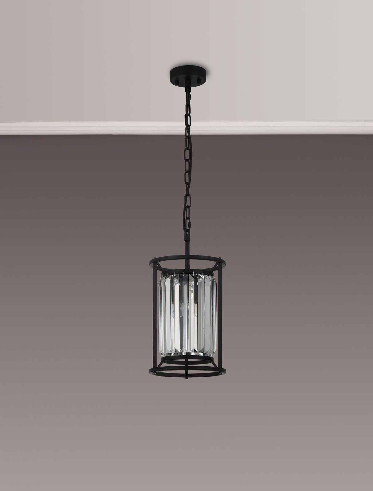 Buckley Pendant, 1 x E27, Satin Black / Clear