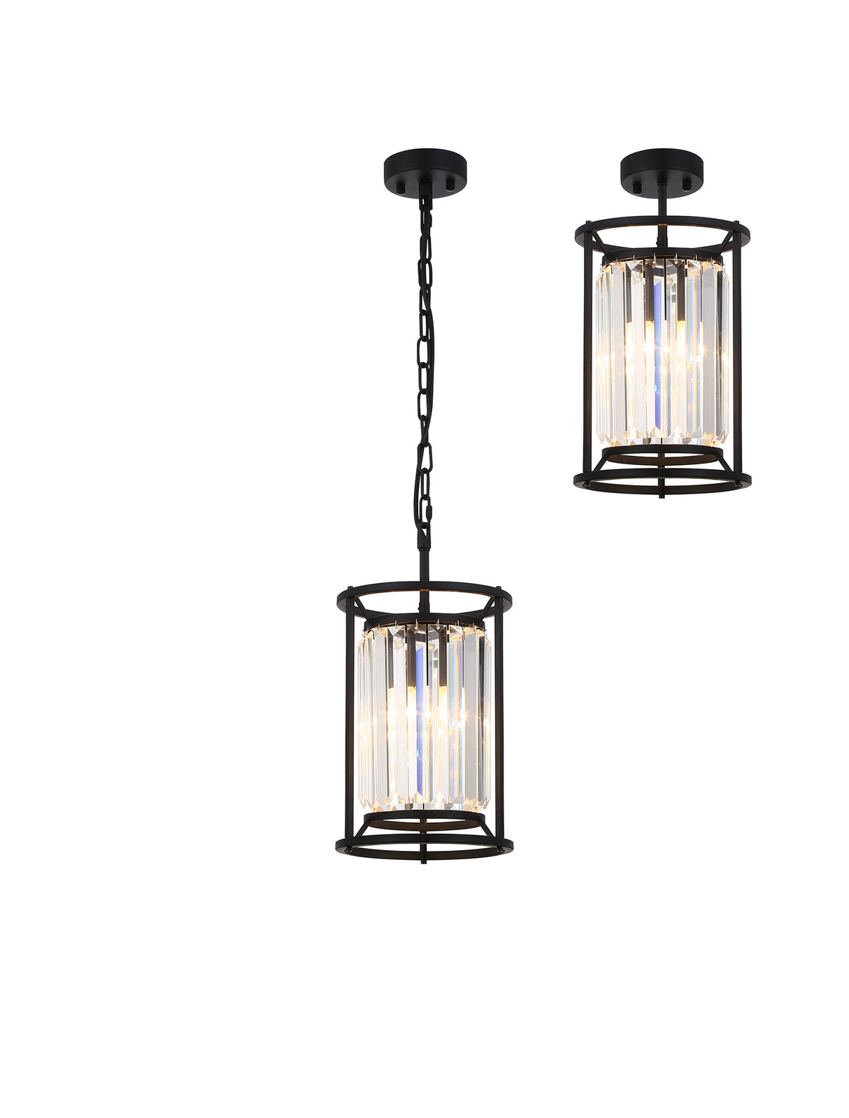 Buckley Pendant, 1 x E27, Satin Black / Clear