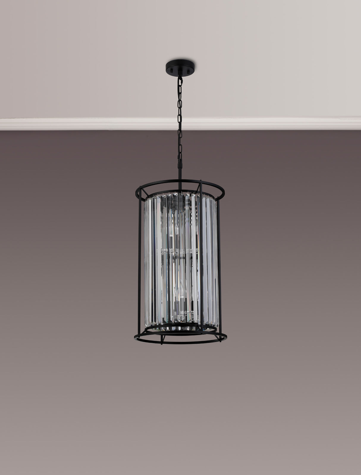 Buckley 2 Tier Pendant, 3+3 x E14, Satin Black / Clear