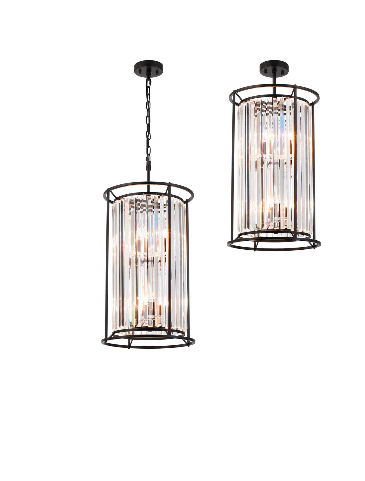 Buckley 2 Tier Pendant, 3+3 x E14, Satin Black / Clear