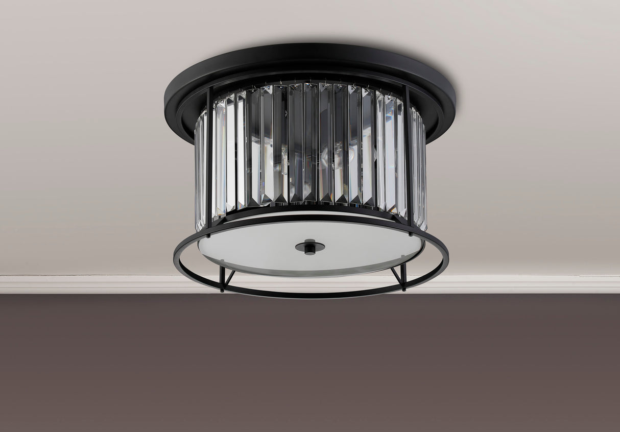 Buckley Ceiling, 4 x E27, Satin Black / Clear
