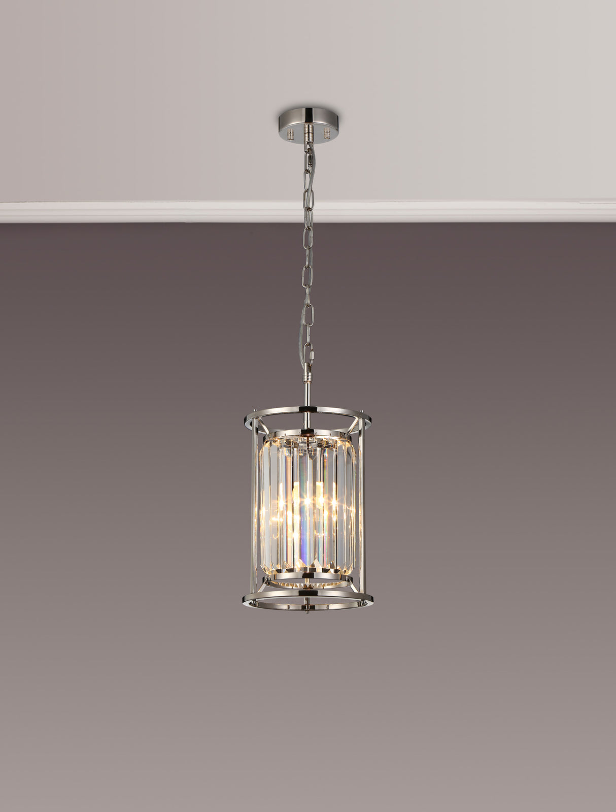 Buckley Pendant, 1 x E27, Polished Nickel / Clear