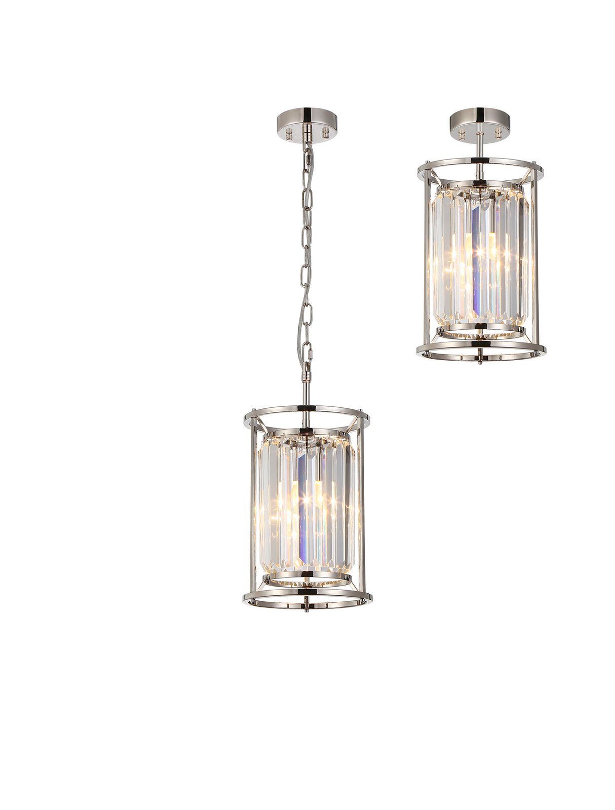 Buckley Pendant, 1 x E27, Polished Nickel / Clear