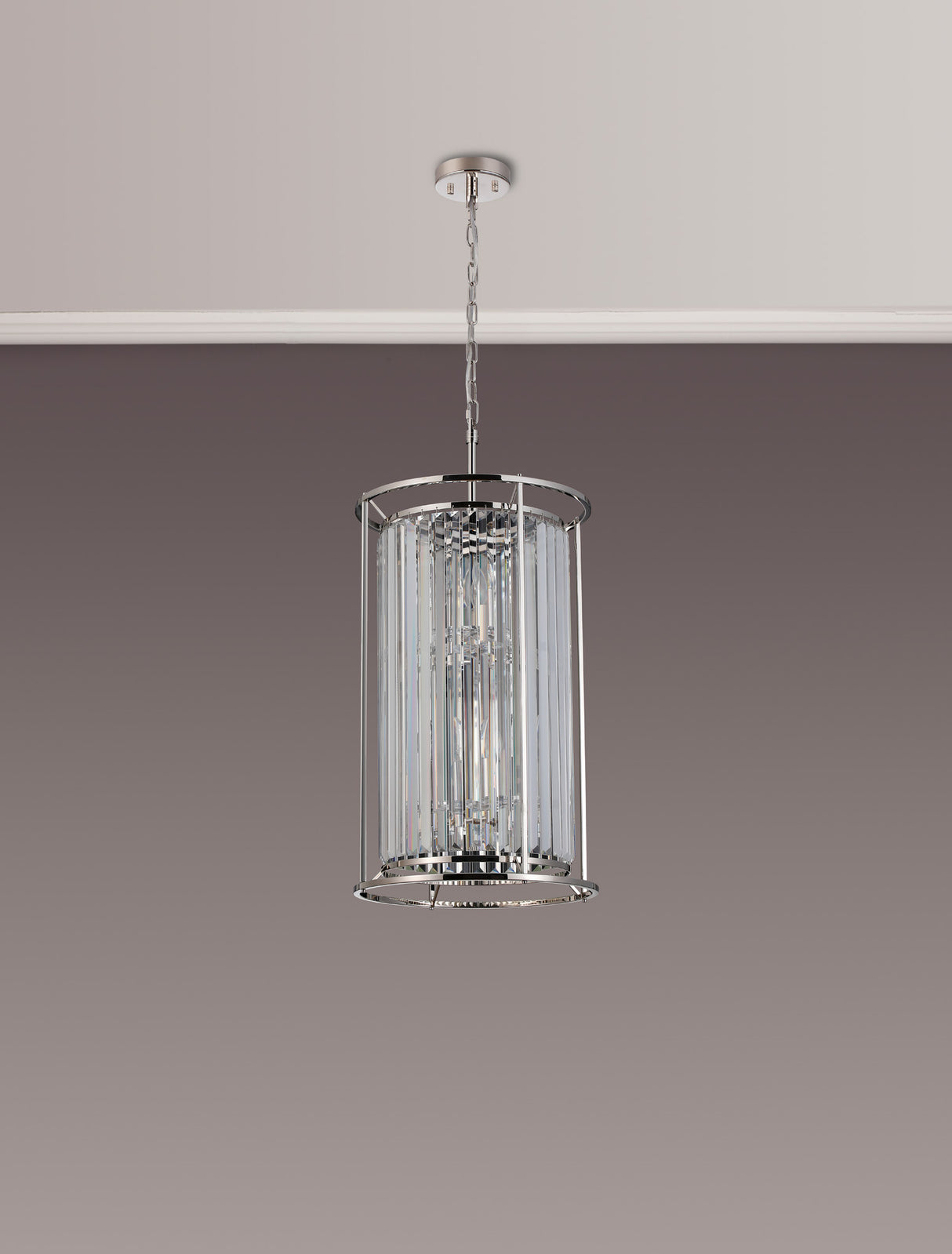 Buckley 2 Tier Pendant, 3+3 x E14, Polished Nickel / Clear