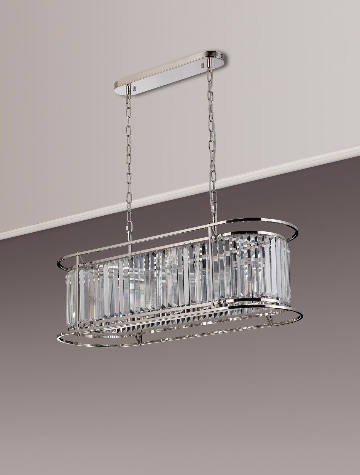 Buckley Oval Pendant, 7 x E14, Polished Nickel / Clear