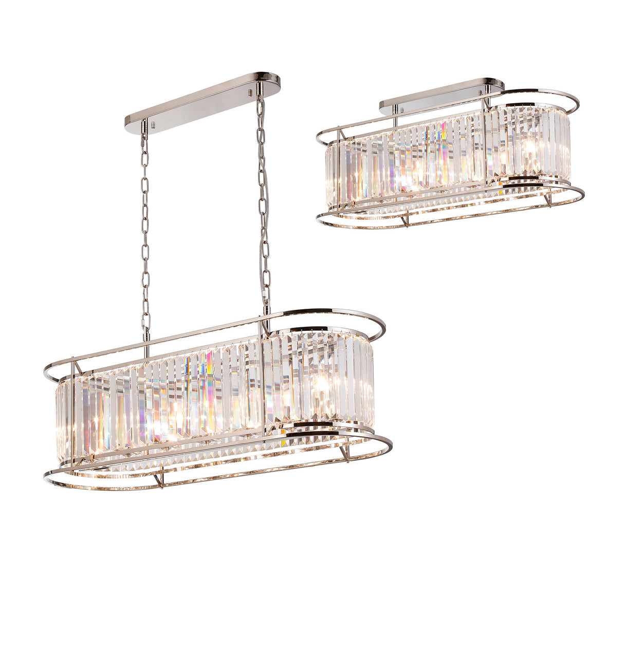 Buckley Oval Pendant, 7 x E14, Polished Nickel / Clear