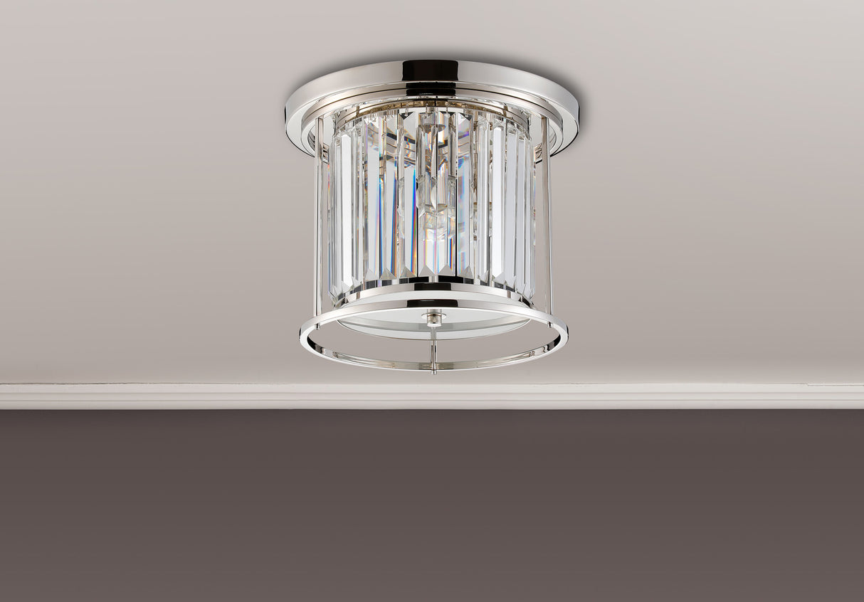 Buckley Ceiling, 3 x E27, Polished Nickel / Clear