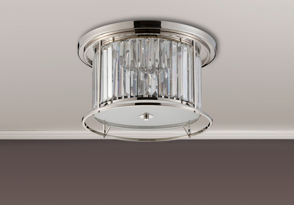 Buckley Ceiling, 4 x E27, Polished Nickel / Clear