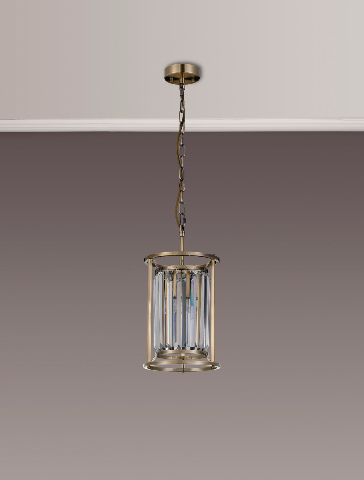 Buckley Pendant, 1 x E27, Antique Brass / Clear