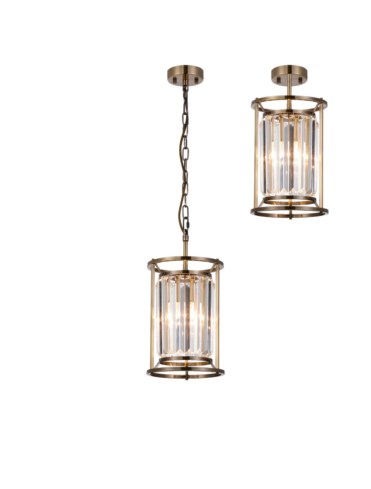 Buckley Pendant, 1 x E27, Antique Brass / Clear