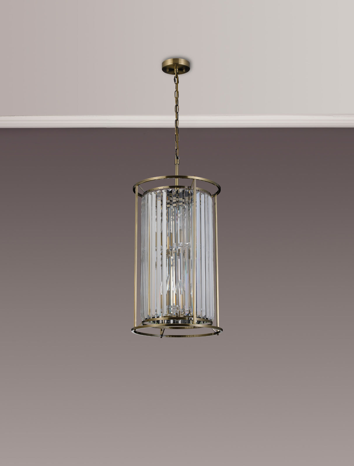 Buckley 2 Tier Pendant, 3+3 x E14, Antique Brass / Clear