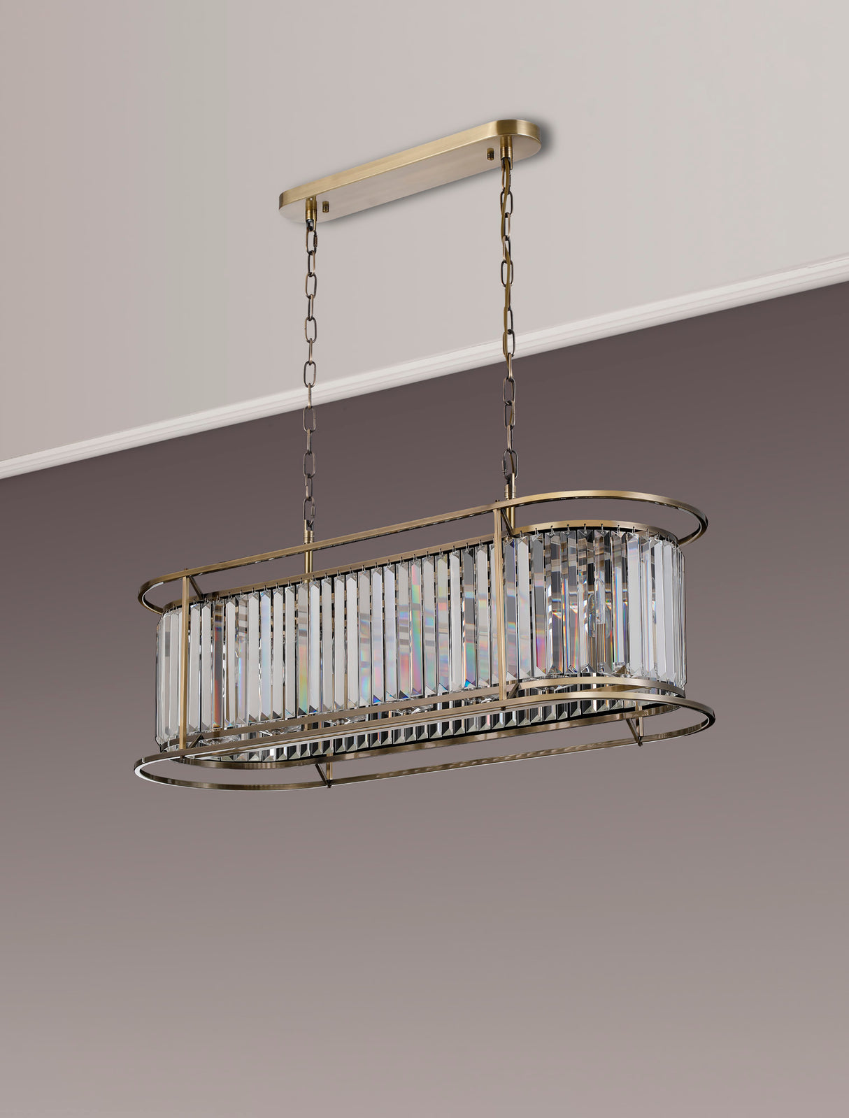 Buckley Oval Pendant, 7 x E14, Antique Brass / Clear