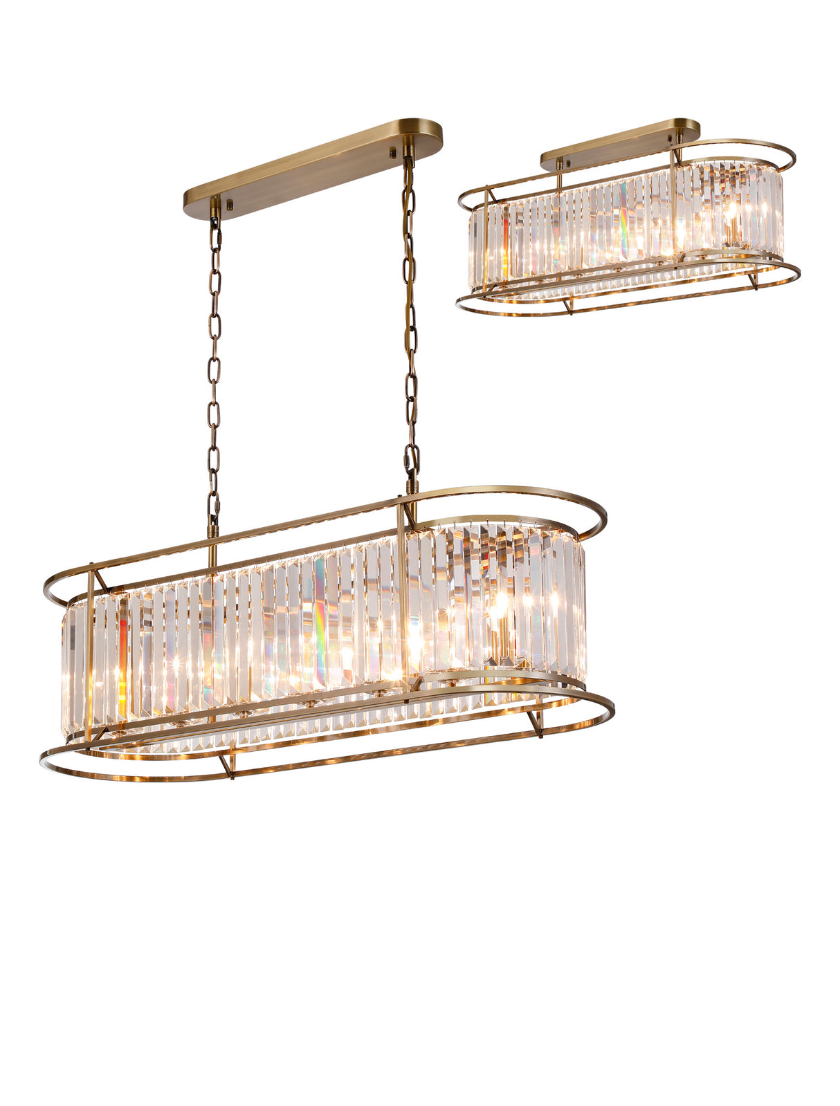 Buckley Oval Pendant, 7 x E14, Antique Brass / Clear