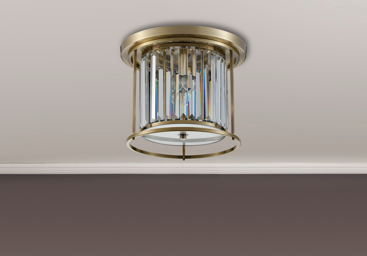 Buckley Ceiling, 3 x E27, Antique Brass / Clear