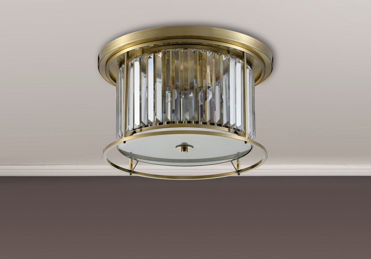 Buckley Ceiling, 4 x E27, Antique Brass / Clear
