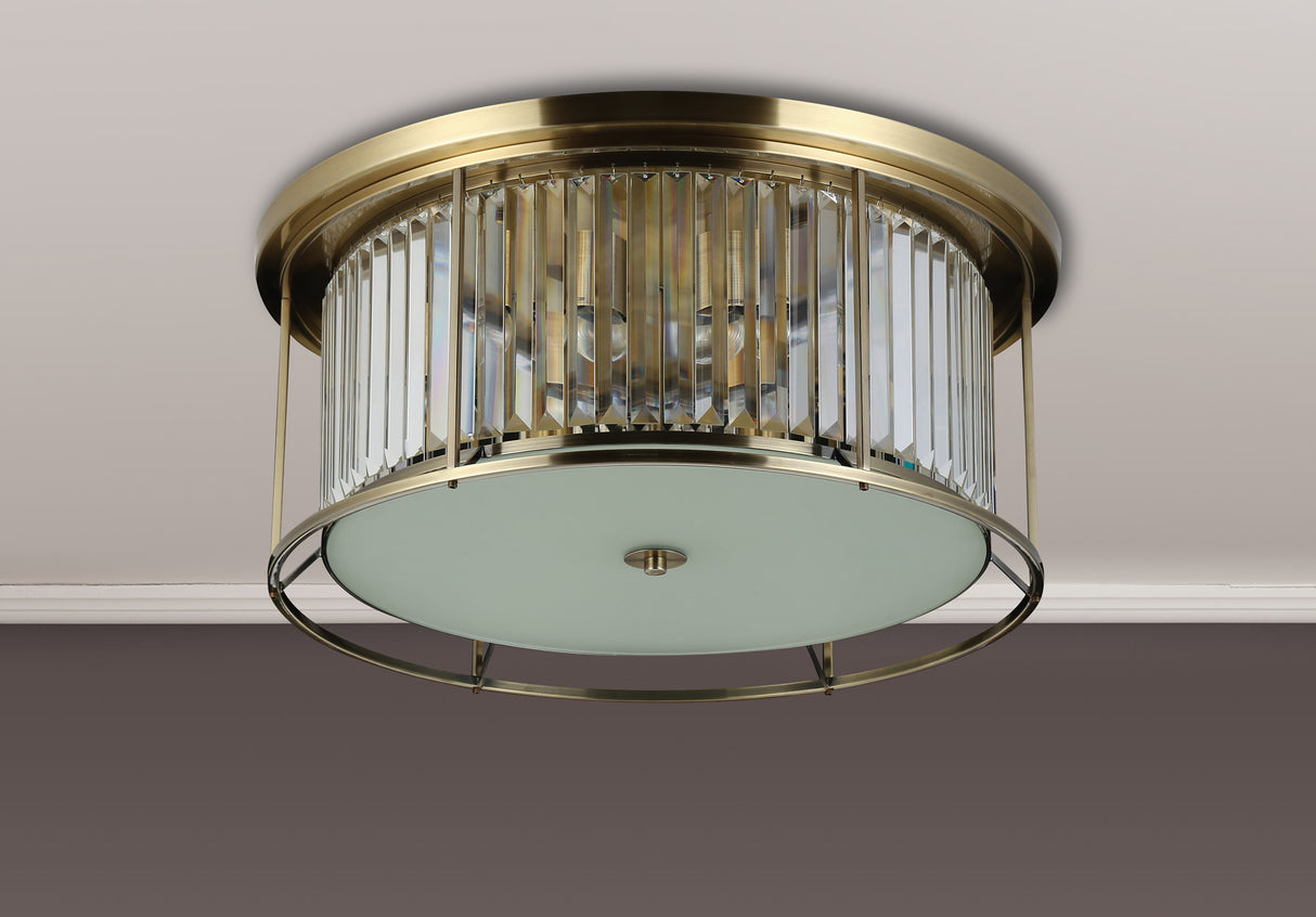 Buckley Ceiling, 6 x E27, Antique Brass / Clear