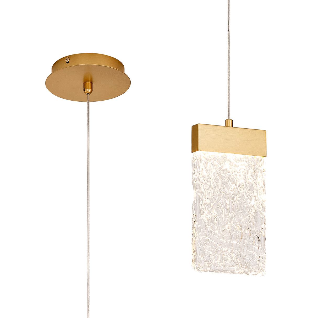 Brodie Medium Pendant 2m, 1 x 4.5W LED, 3000K, 160lm, Painted Brushed Gold, 3yrs Warranty
