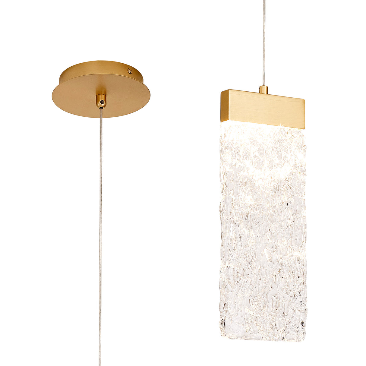 Brodie Large Pendant 2m, 1 x 4.5W LED, 3000K, 160lm, Painted Brushed Gold, 3yrs Warranty