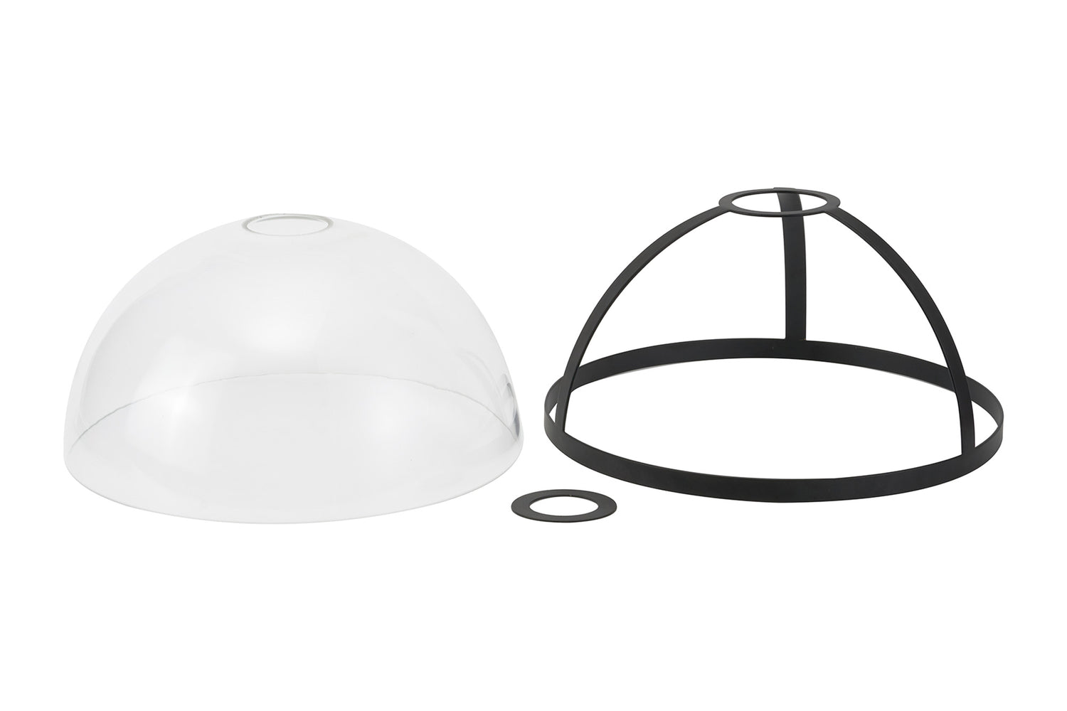 Munro Round 30cm Graphite / Clear Glass Shade (E), With Metal Trim