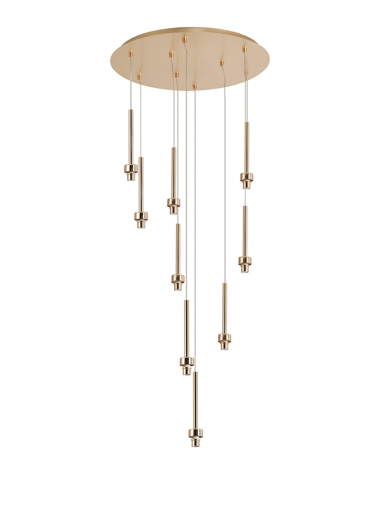 Lathen French Gold 9 Light G9 Universal 2.5m Round Multiple Pendant, Suitable For A Vast Selection Of Glass Shades