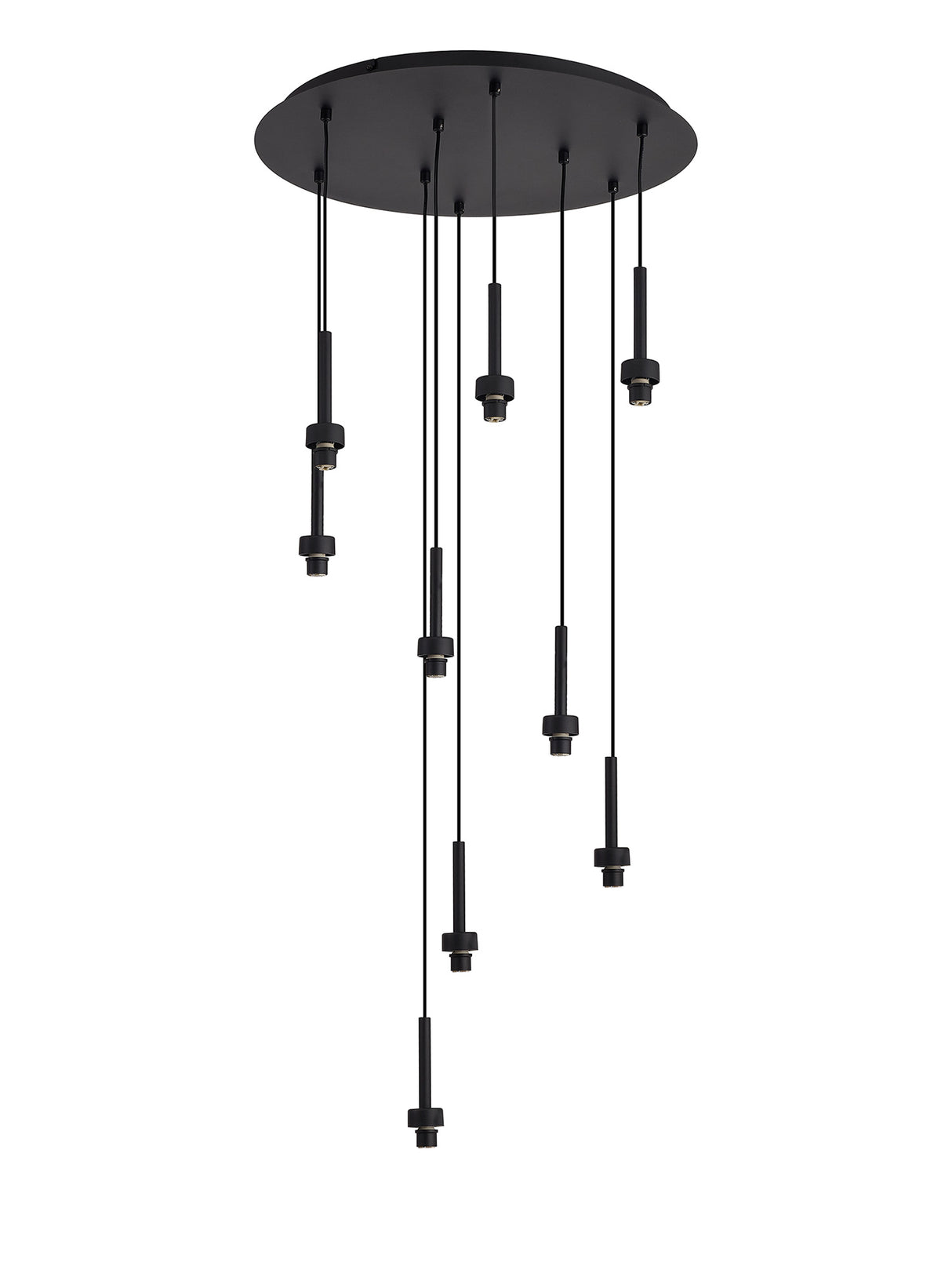 Lathen Satin Black 9 Light G9 Universal 2.5m Round Multiple Pendant, Suitable For A Vast Selection Of Glass Shades