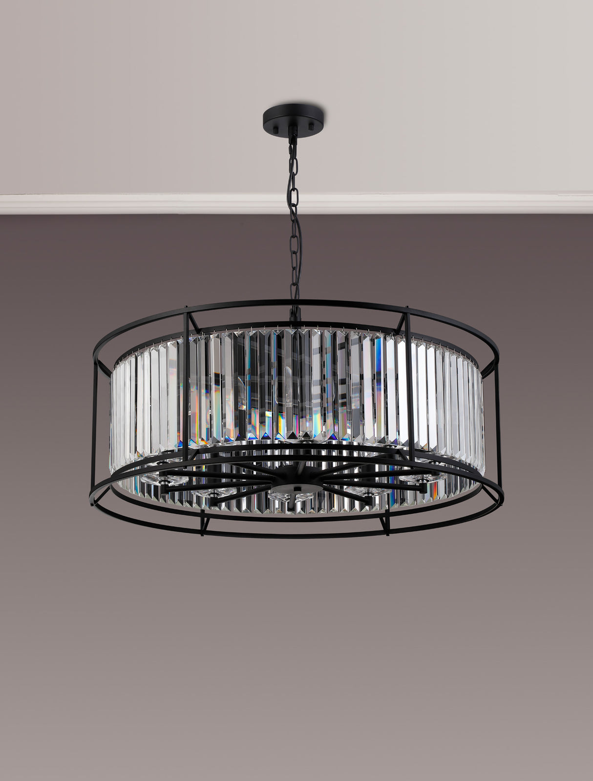 Buckley Pendant, 10 x E14, Satin Black / Clear