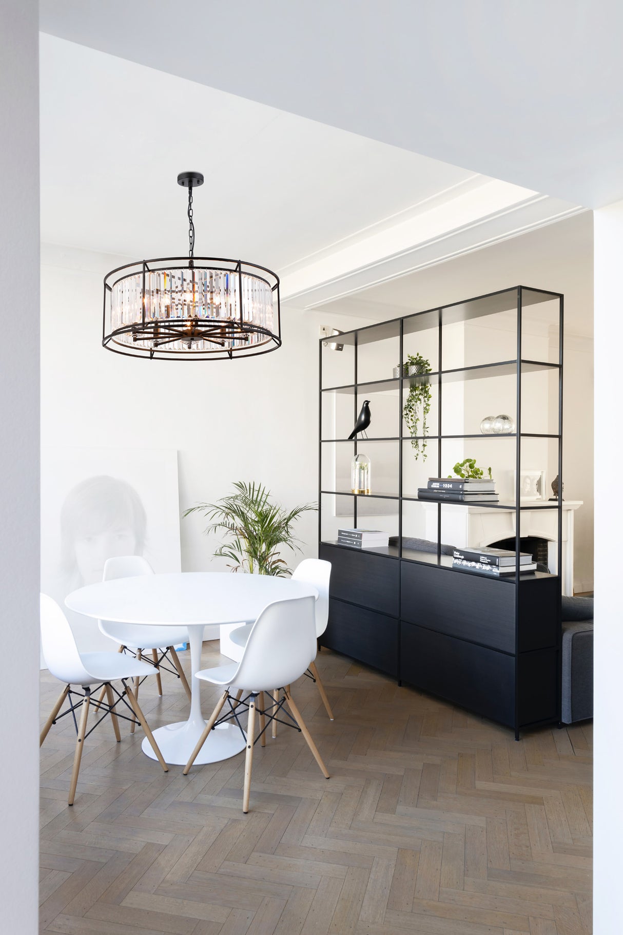 Buckley Pendant, 10 x E14, Satin Black / Clear