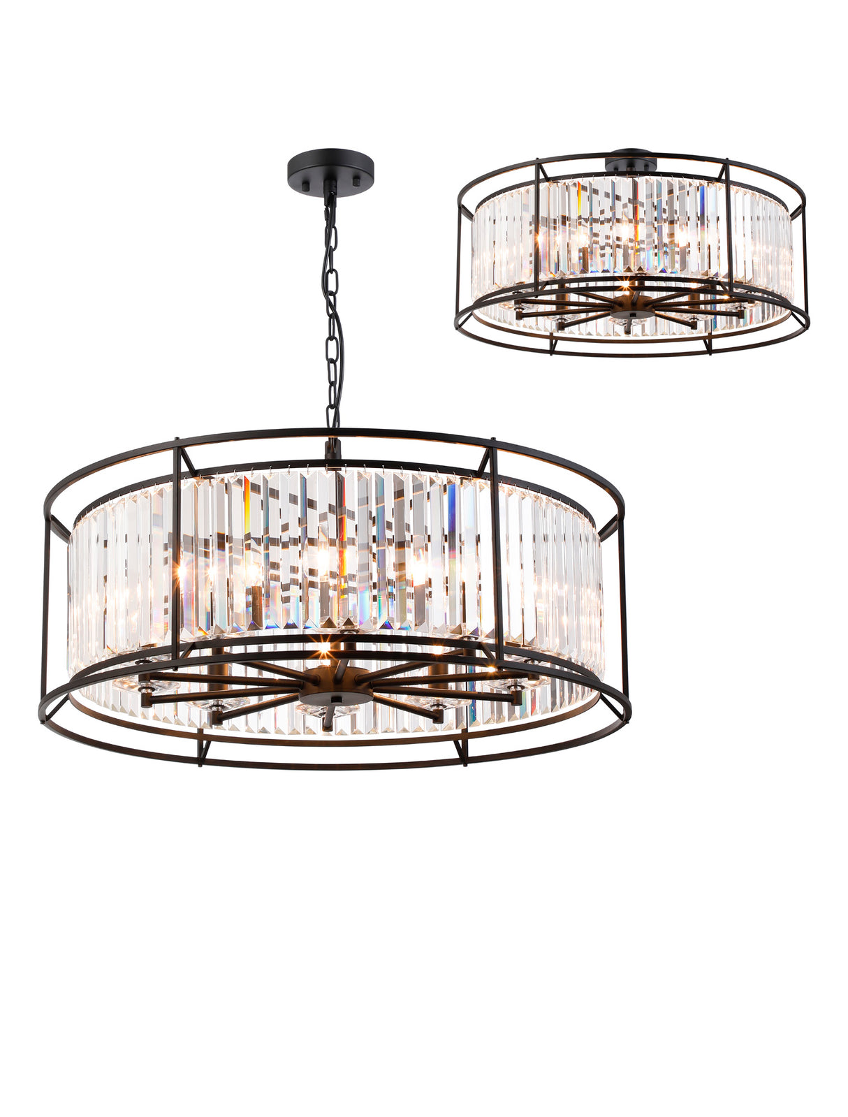 Buckley Pendant, 10 x E14, Satin Black / Clear