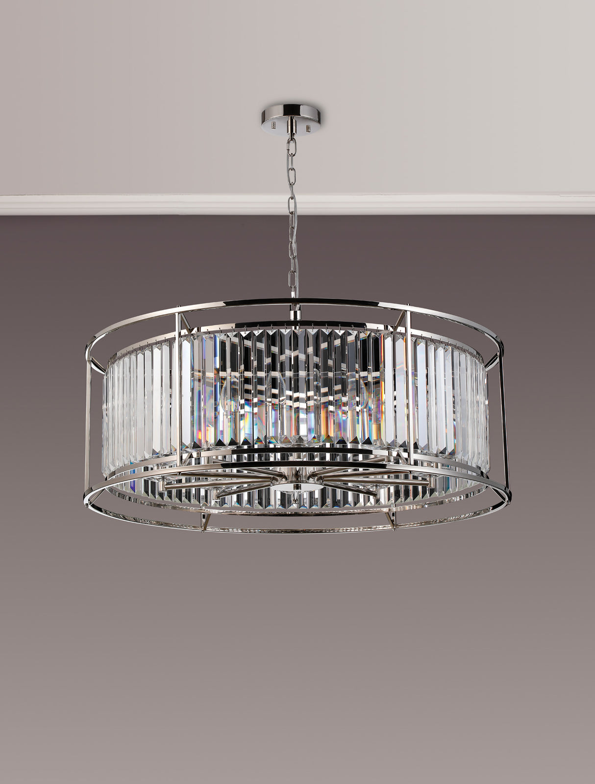 Buckley Pendant, 10 x E14, Polished Nickel / Clear