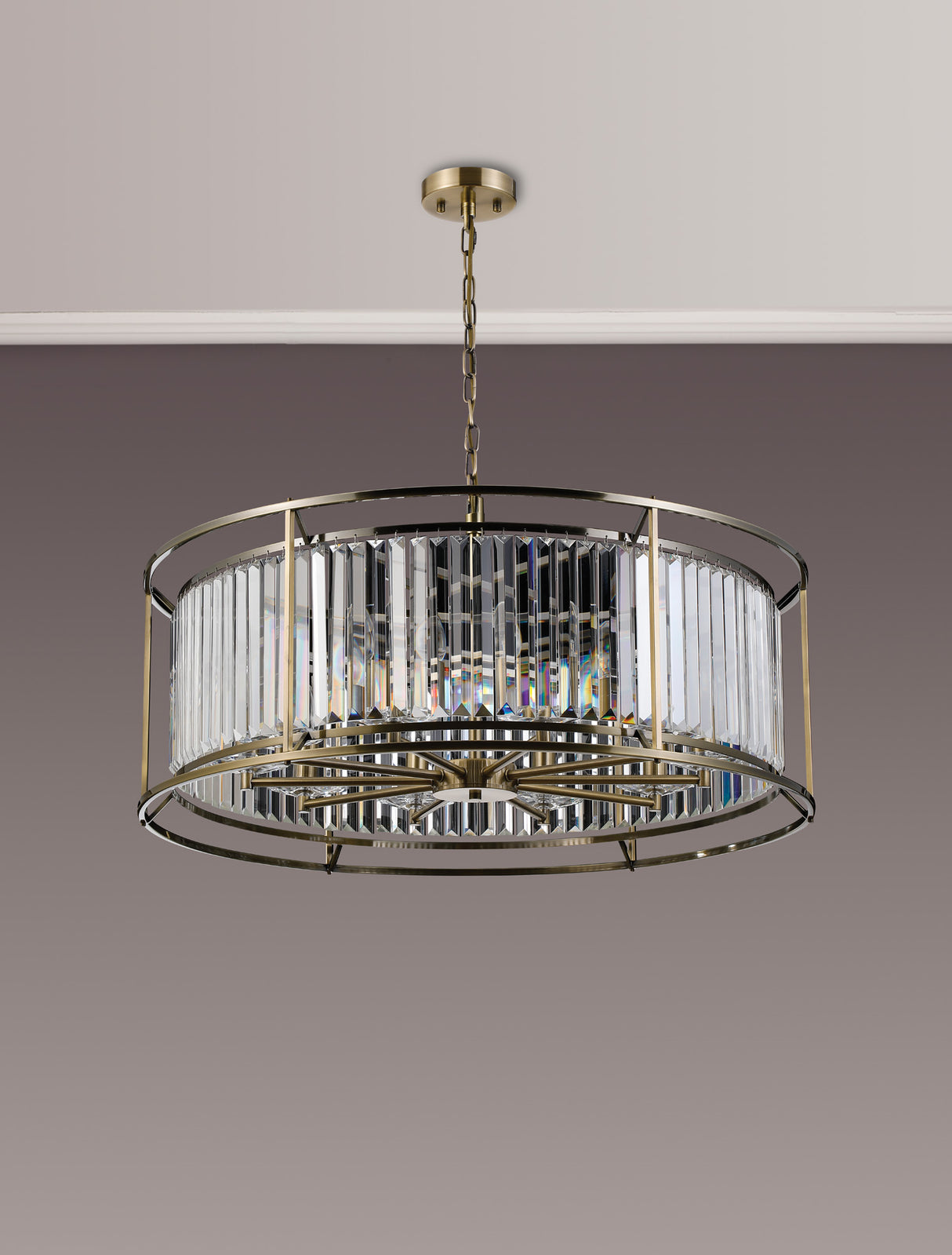 Buckley Pendant, 10 x E14, Antique Brass / Clear