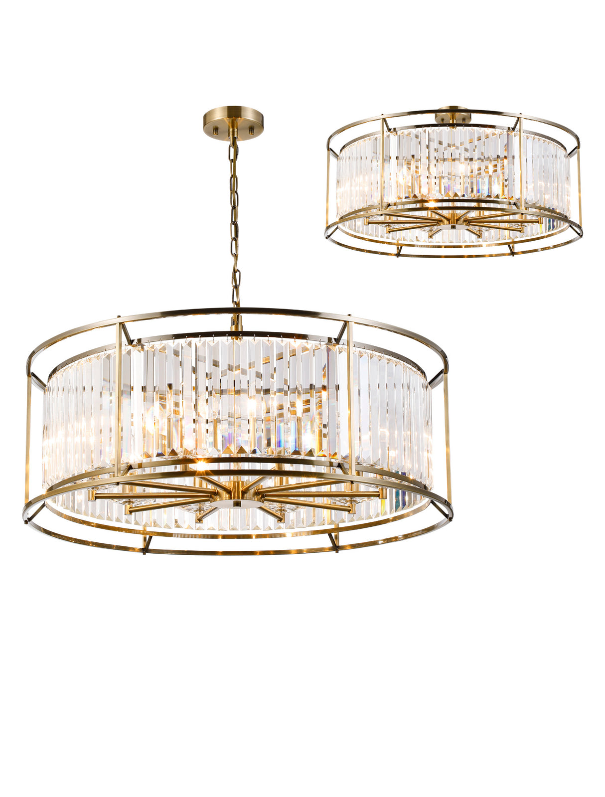 Buckley Pendant, 10 x E14, Antique Brass / Clear