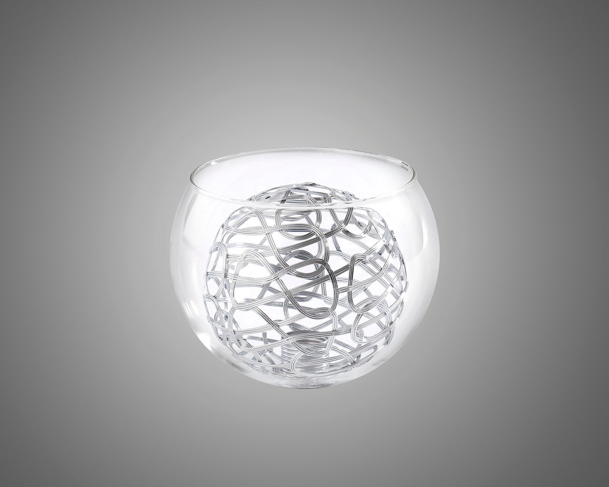 Lathen 120x95mm Globe Clear Glass With Inner Silver Wire (K) Shade