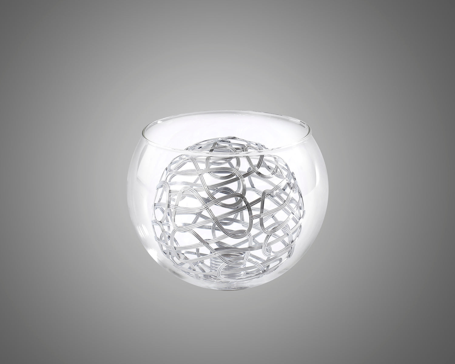 Lathen 120x95mm Globe Clear Glass With Inner Silver Wire (K) Shade