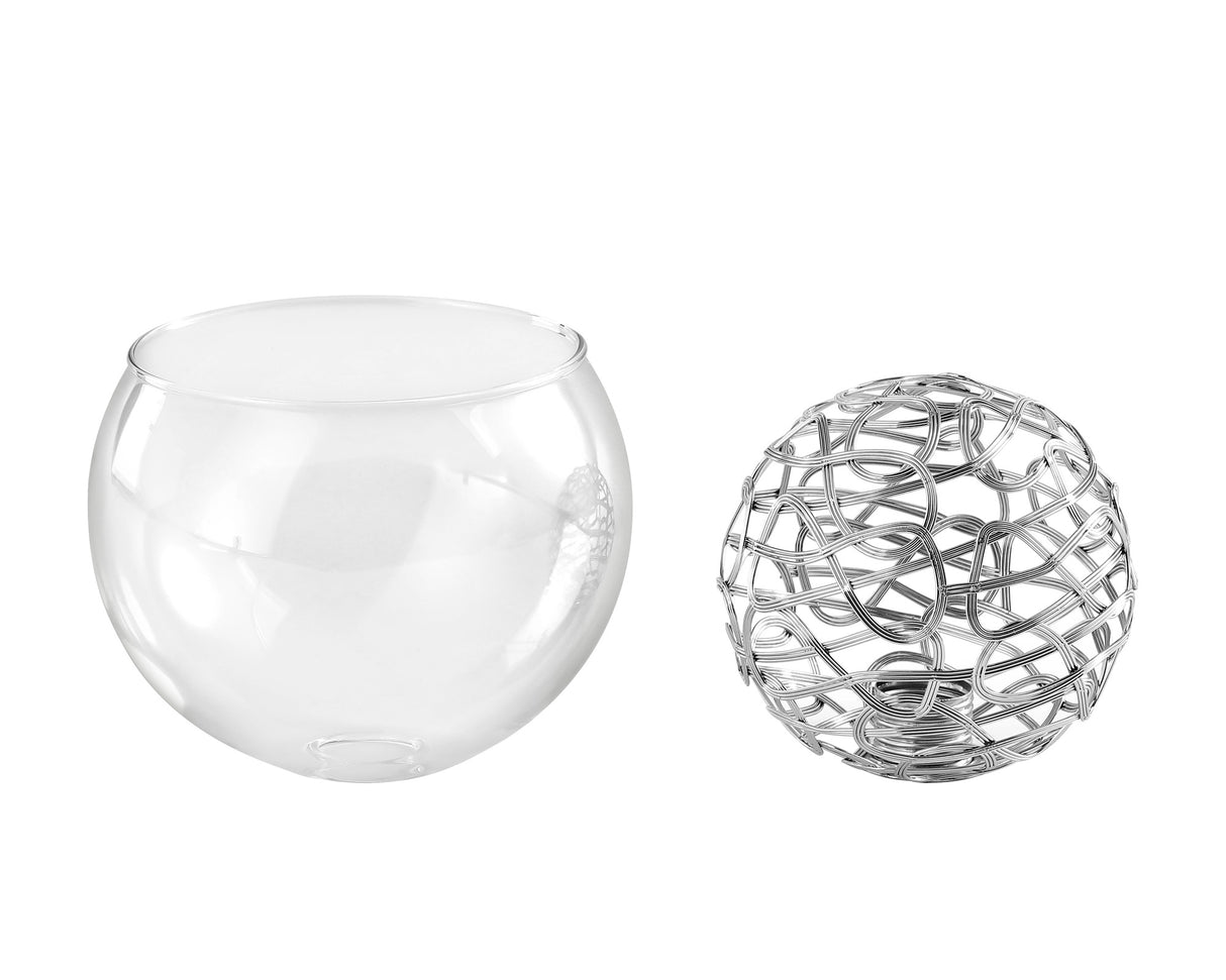 Lathen 120x95mm Globe Clear Glass With Inner Silver Wire (K) Shade