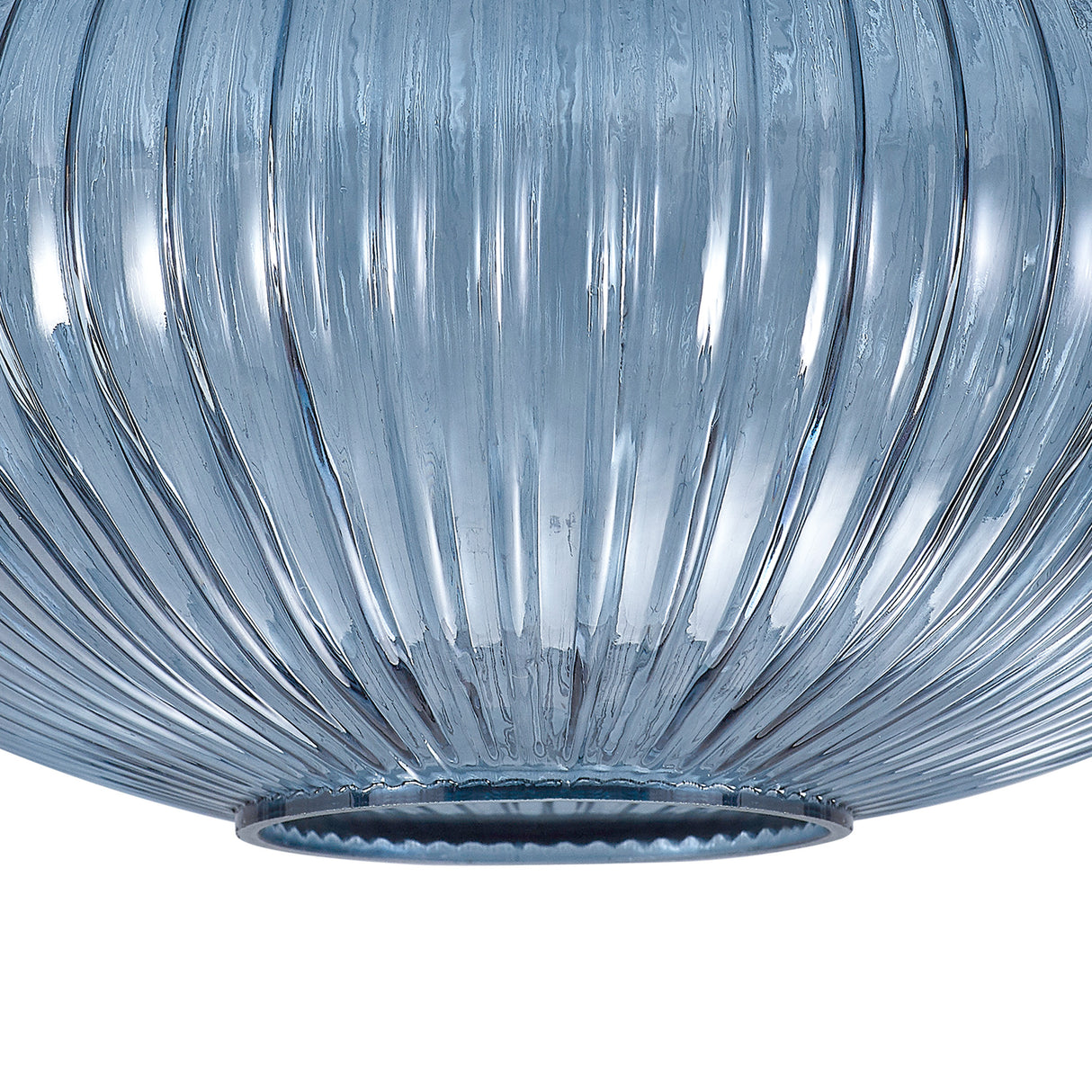 Allardyce 30cm Oval Sphere Ribbed Glass (G), Petrol Blue