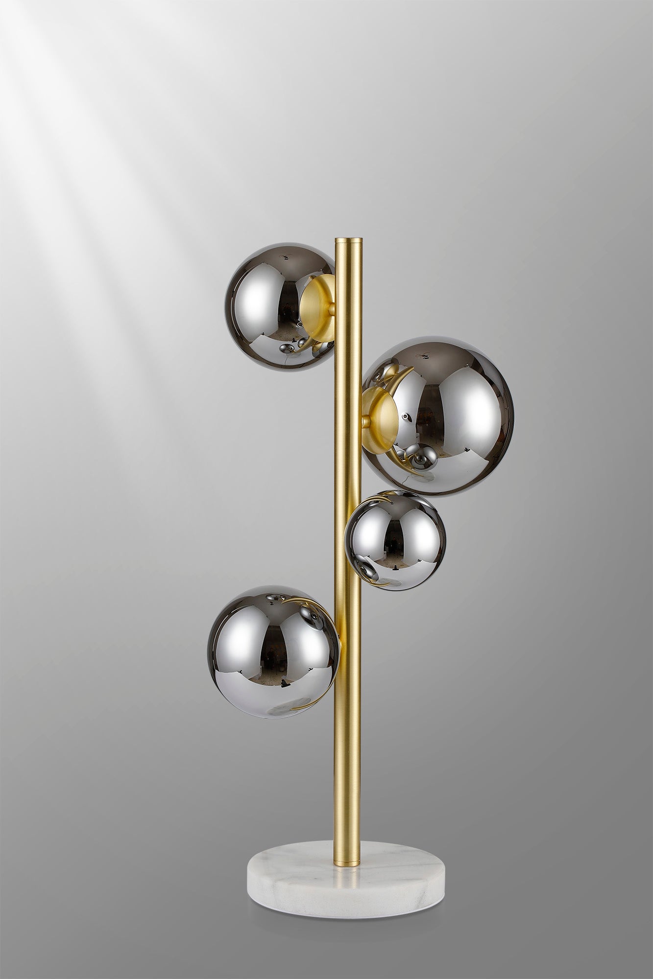 Ferguson Table Lamp, 4 x G9, Satin Gold, Chrome Plated Glass