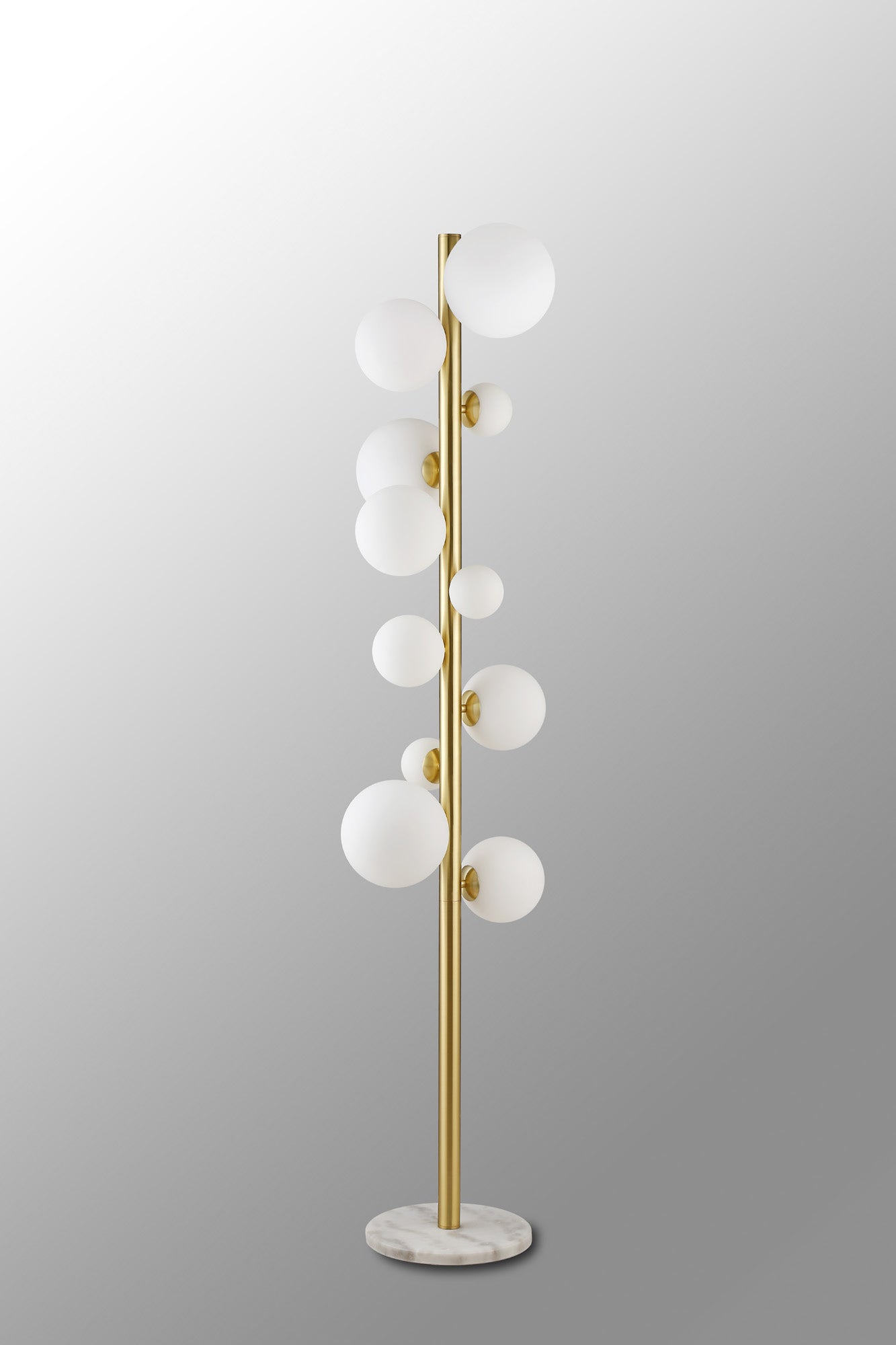 Ferguson Floor Lamp, 11 x G9, Satin Gold, Opal Glass