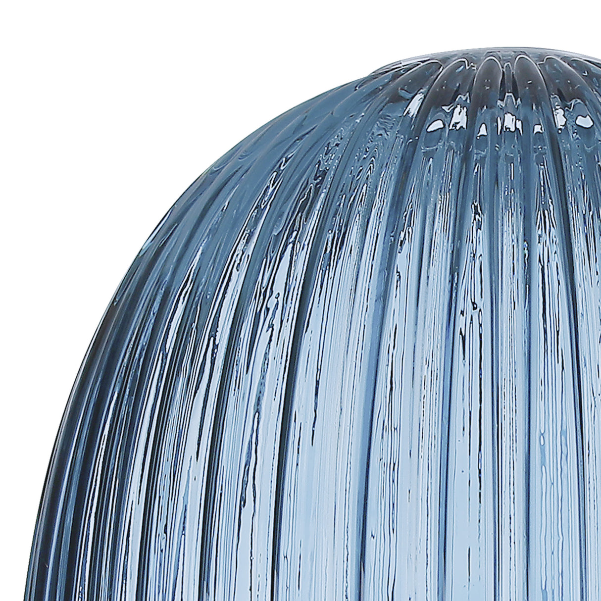 Allardyce 20cm Almond Ribbed Glass (F), Petrol Blue