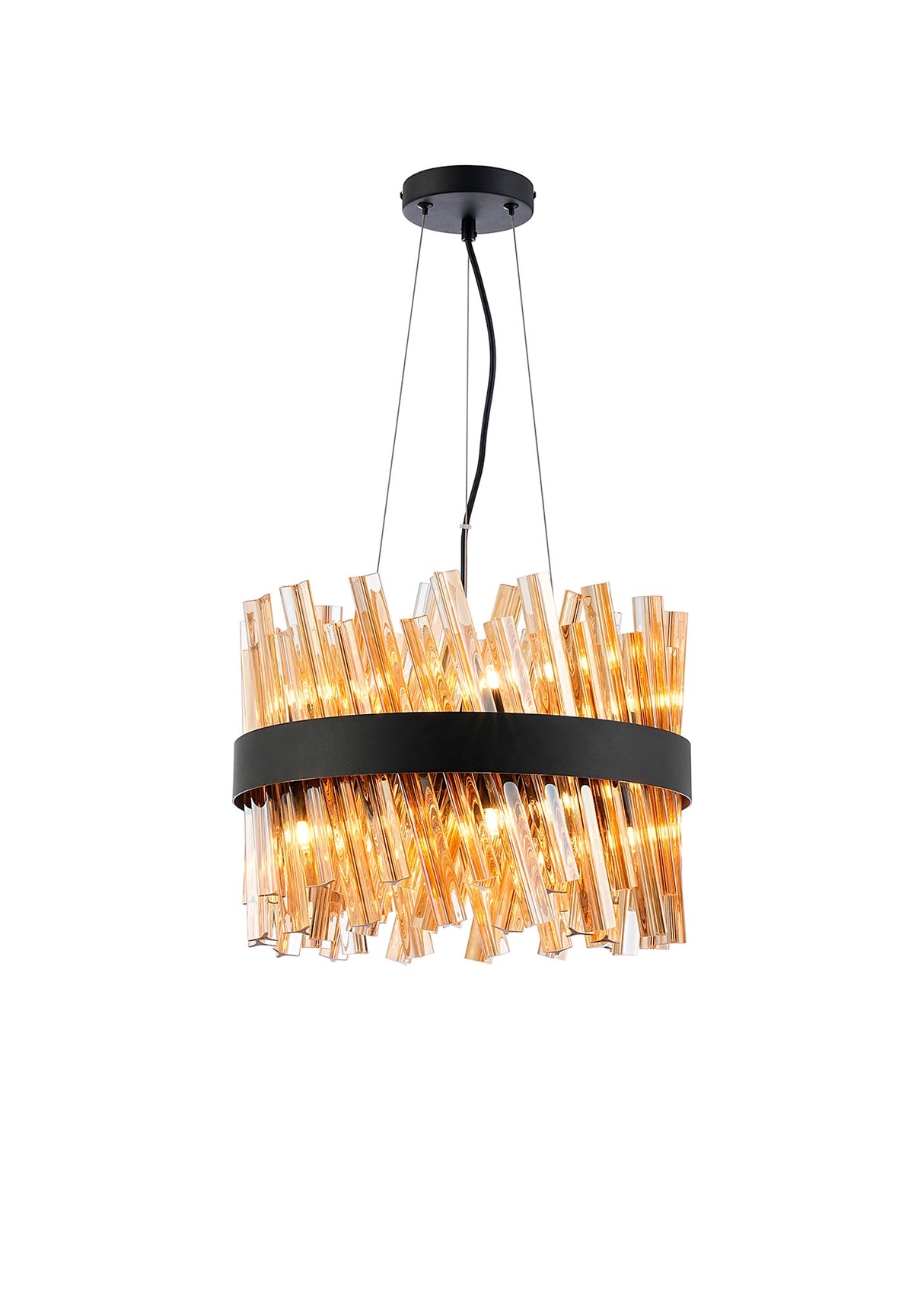 Melville 40cm 10 Light G9, Pendant Round, Satin Black / Amber