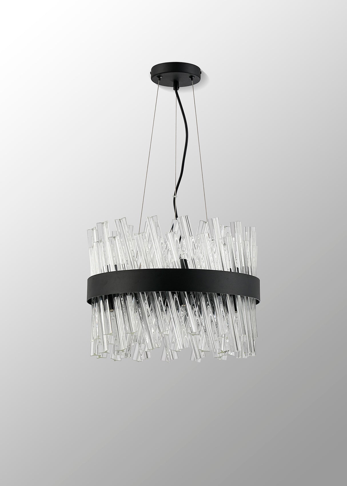 Melville 40cm 10 Light G9, Pendant Round, Satin Black / Clear