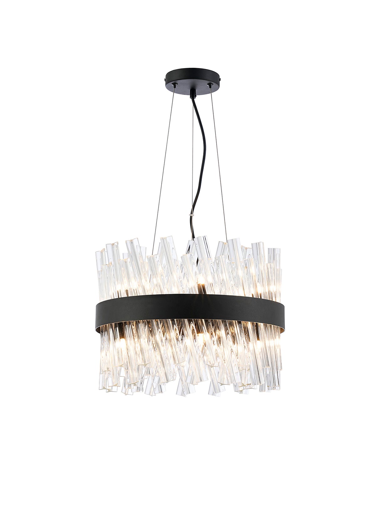 Melville 40cm 10 Light G9, Pendant Round, Satin Black / Clear