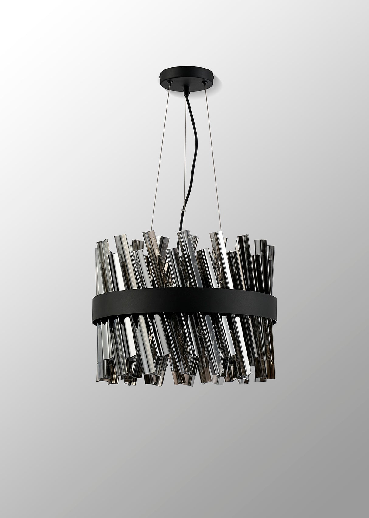 Melville 40cm 10 Light G9, Pendant Round, Satin Black / Smoke