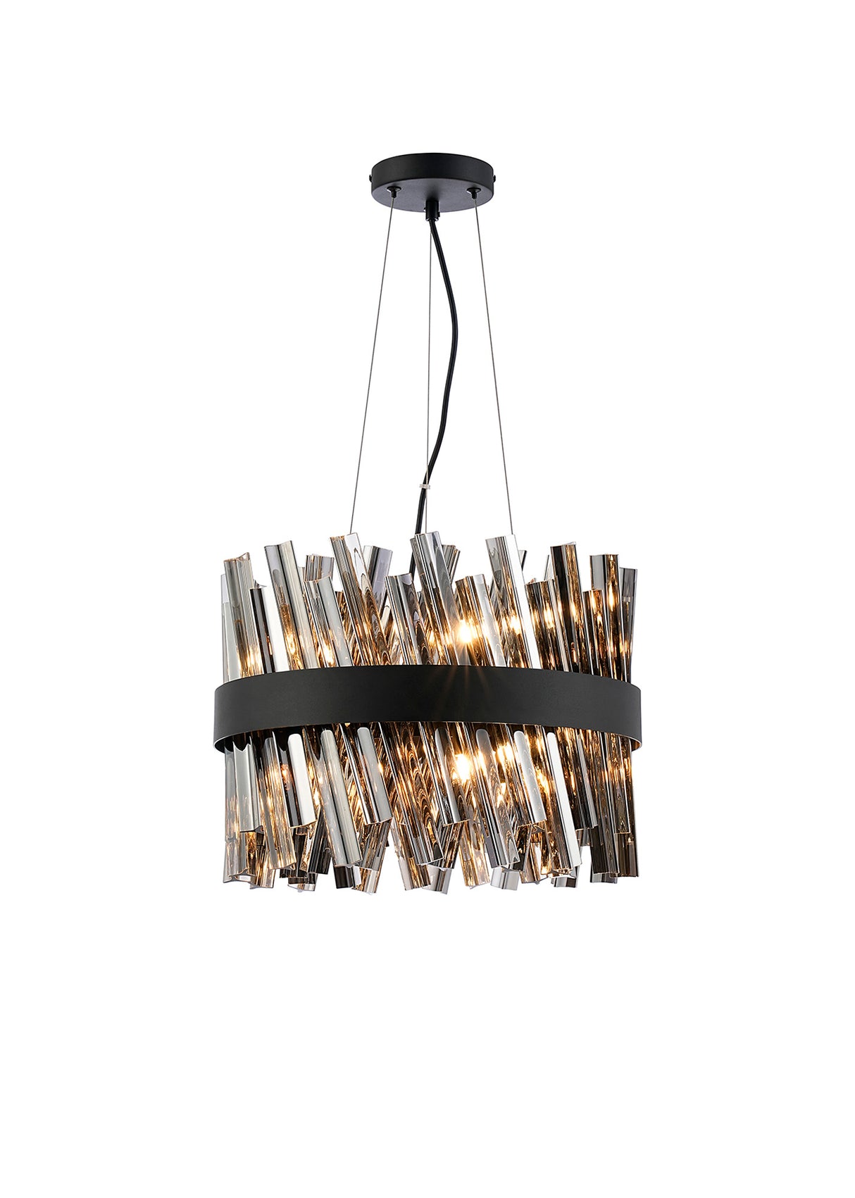 Melville 40cm 10 Light G9, Pendant Round, Satin Black / Smoke