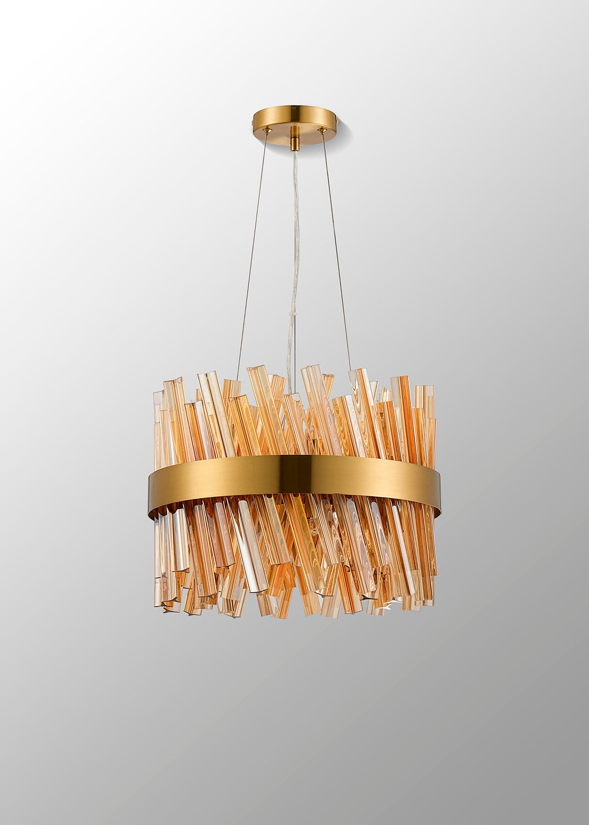 Melville 40cm 10 Light G9, Pendant Round, Brass / Amber