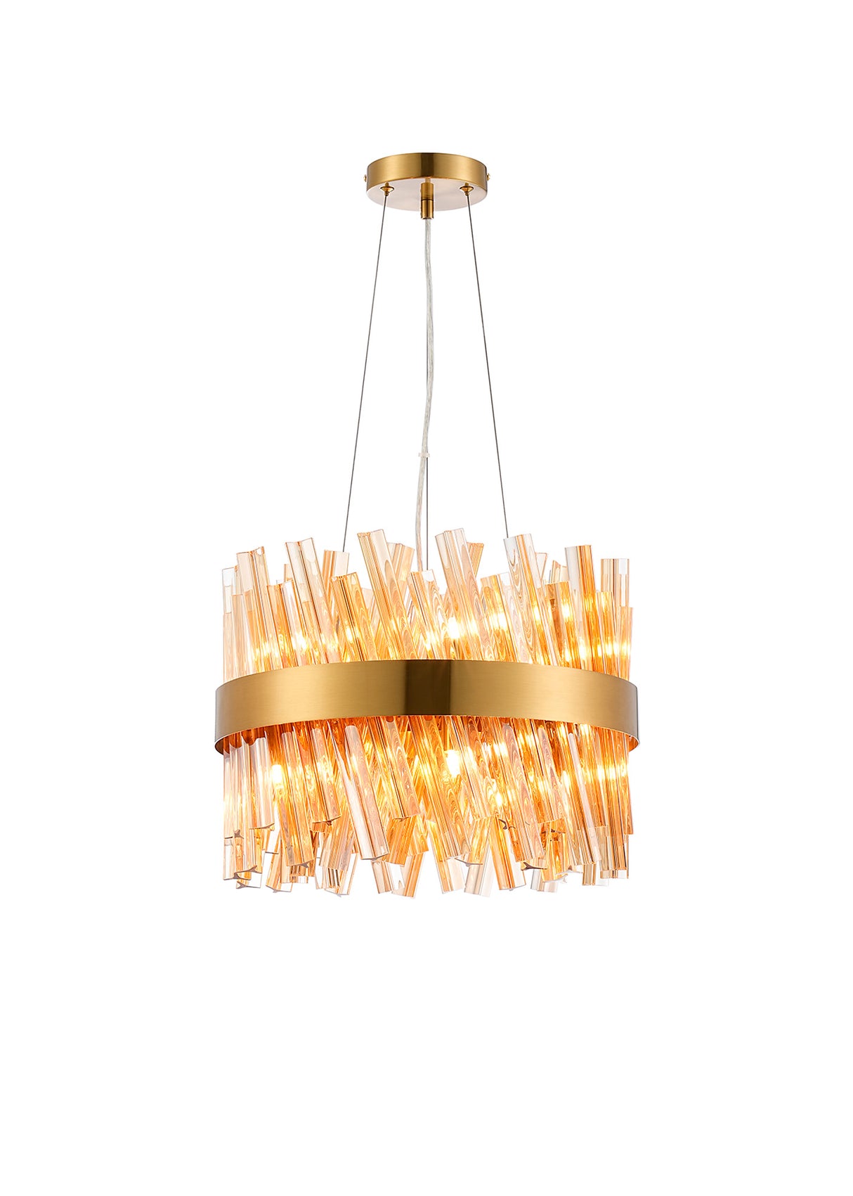 Melville 40cm 10 Light G9, Pendant Round, Brass / Amber