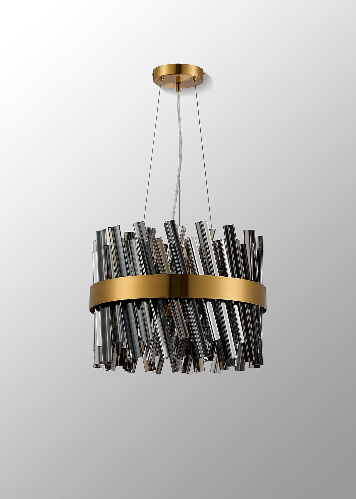 Melville 40cm 10 Light G9, Pendant Round, Brass / Smoke