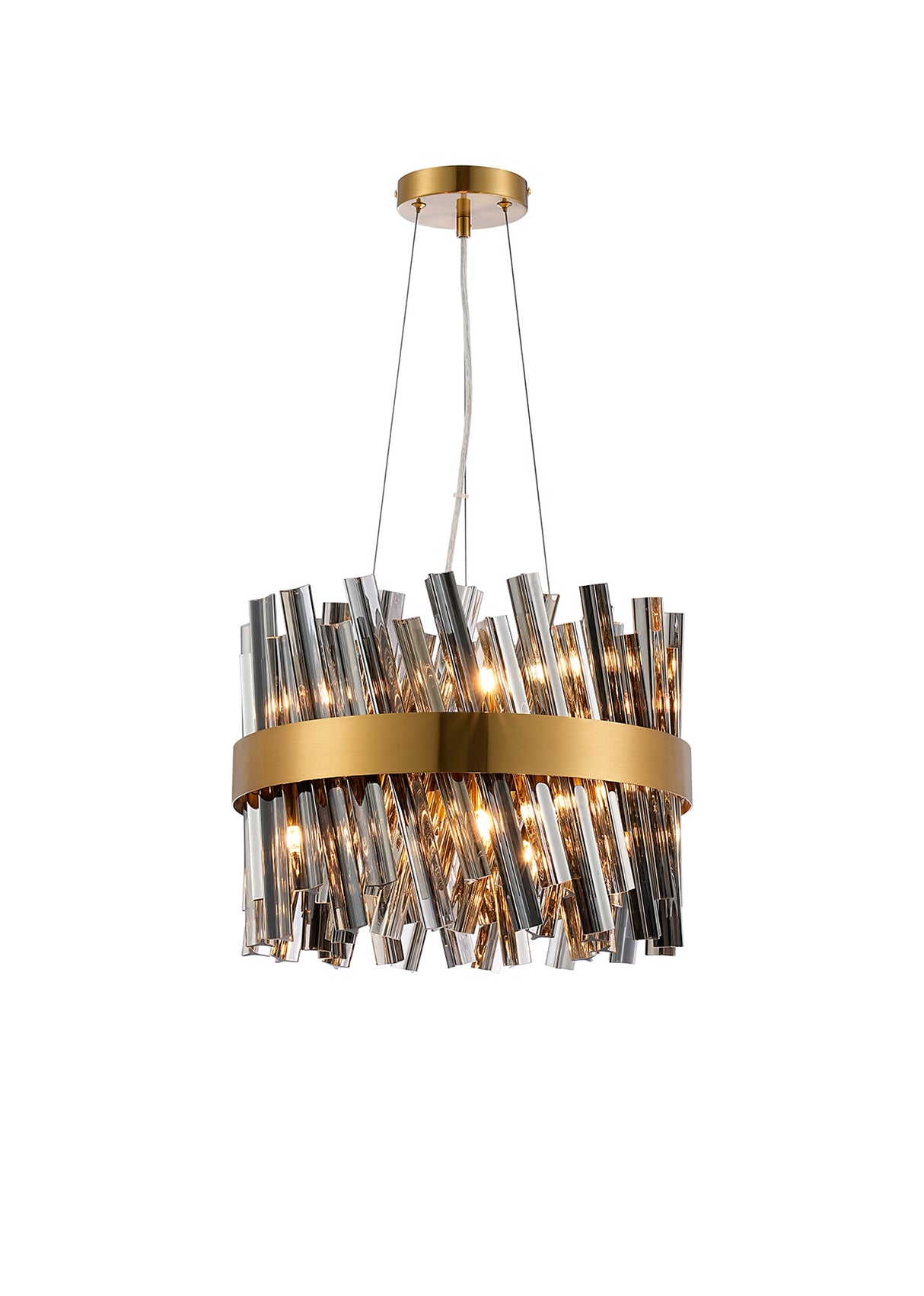 Melville 40cm 10 Light G9, Pendant Round, Brass / Smoke