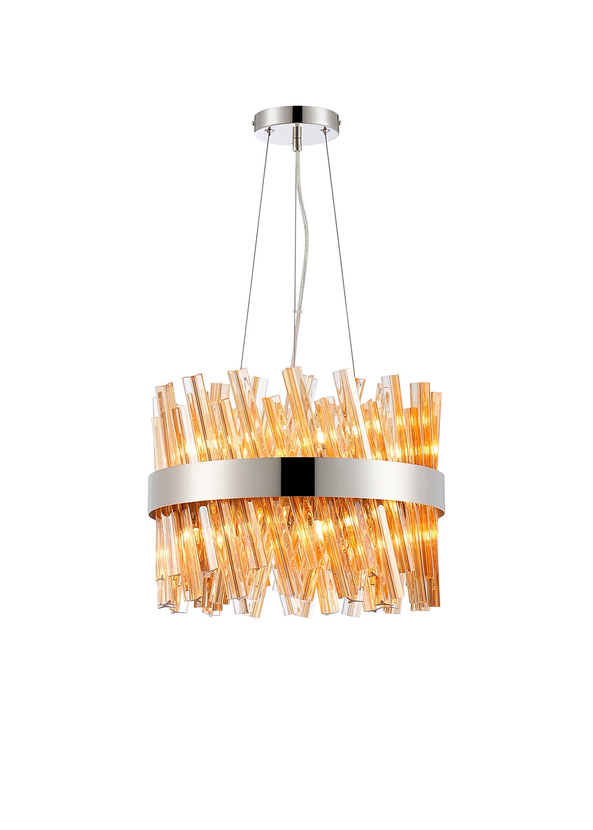 Melville 40cm 10 Light G9, Pendant Round, Polished Nickel / Amber